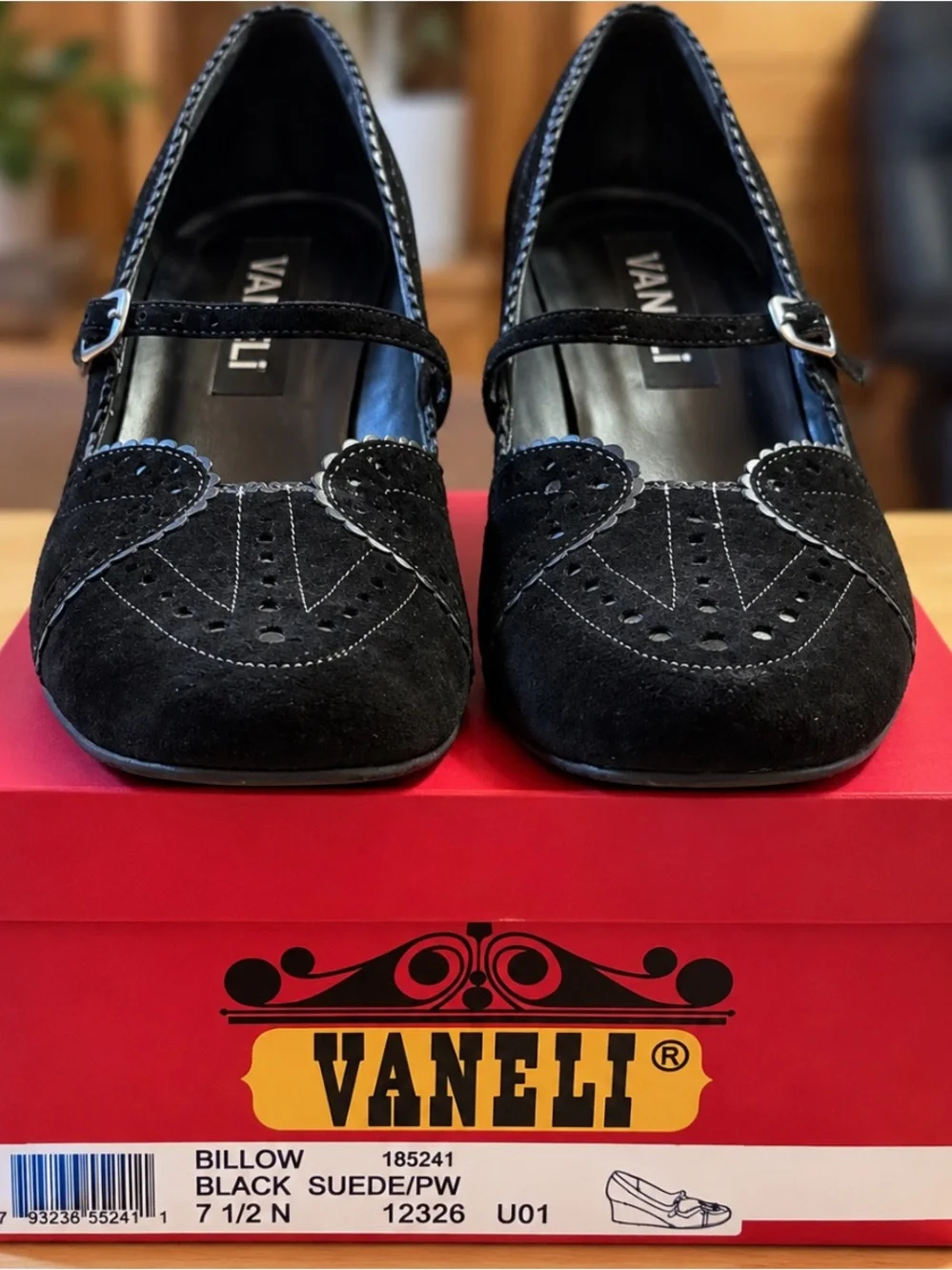 VANELi Billow Black Suede Mary Jane Wedge Shoes 7.5 Narrow N NIB